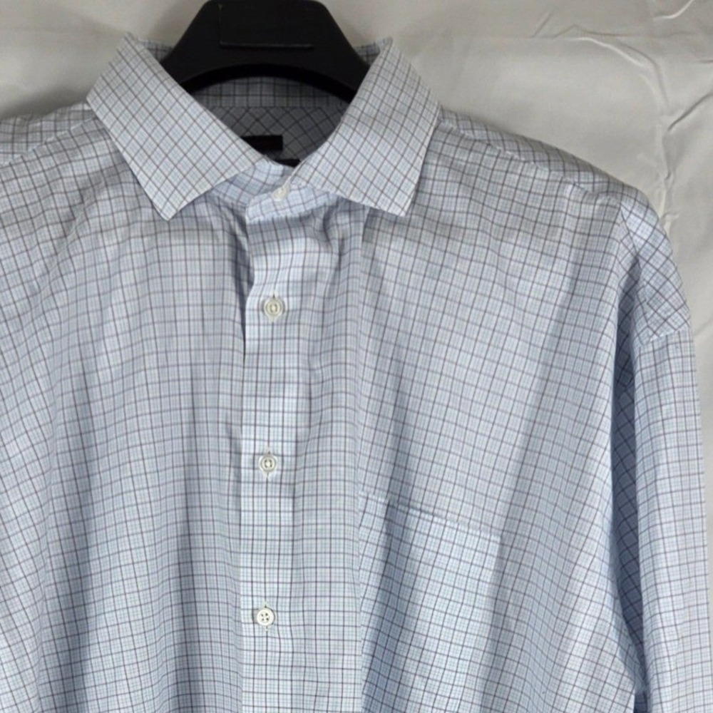 Jos A Bank Reserve Dress Shirt 19-35 Blue Tattersall Egyptian Cotton French Cuff
